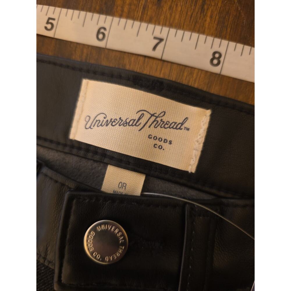Universal Thread Mixed Media Jeans 0 Denim Front Faux Leather Back Black Pants - Picture 3 of 6